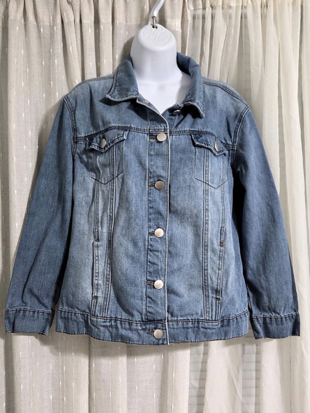 ASHLEY MASON Denim Ruffle Trim Jacket